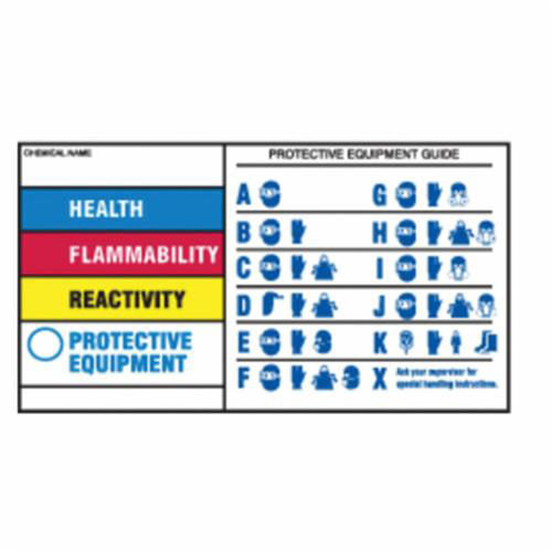 Protective Equipment Labels, Polyester, Sheet, 7" L x 4" W Equipex