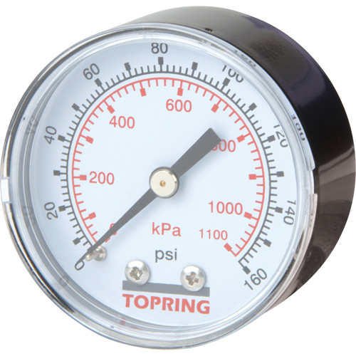 Mini r&eacute;gulateurs - Manom&egrave;tre de remplacement,  2", 0 - 160 psi, Fixation arri&egrave;re, Analogique Equipex