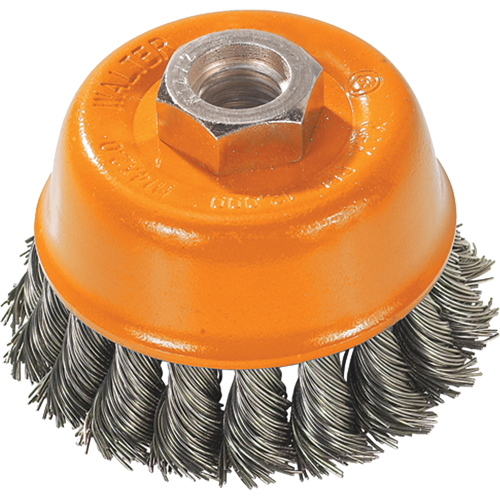 Knot-Twisted Wire Cup Brush, 3" Dia. x 5/8"-11 Arbor Equipex
