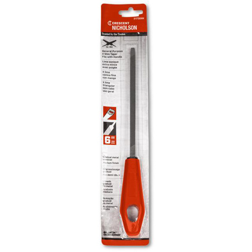 Lime pointue tr&egrave;s mince avec poign&eacute;e rouge, Triangle, 6", Simple Equipex
