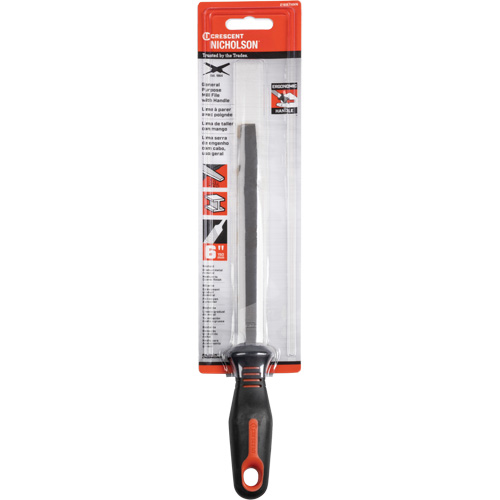Single Cut File with Ergonomic Handle, Rectangular, 6", Bastard Equipex