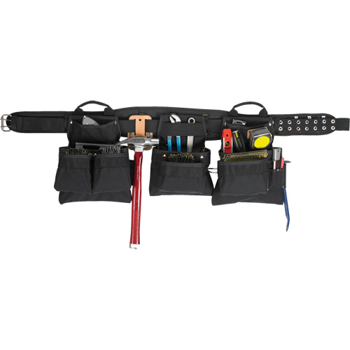 Professional Carpenter's Tool Belt, Polyester, Black Equipex