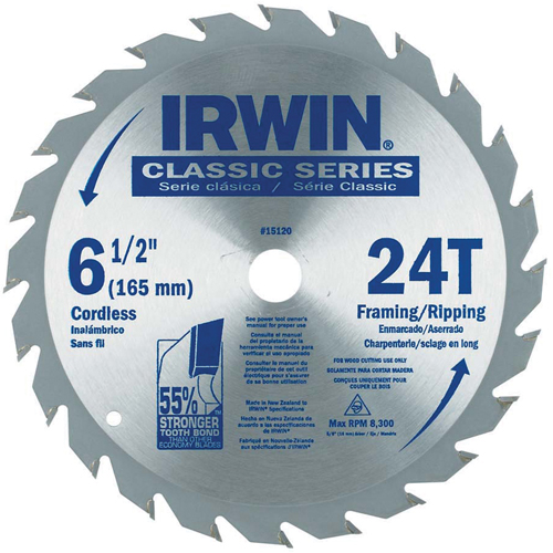 Contractor Saw Blades - Classic Series Saw Blades, 6-1/2", 24 Teeth, Wood Use Equipex