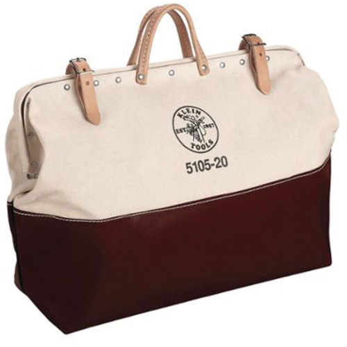 20" Heavy-Duty High-Bottom Tool Bag, Canvas, 1 Pockets, Natural Equipex