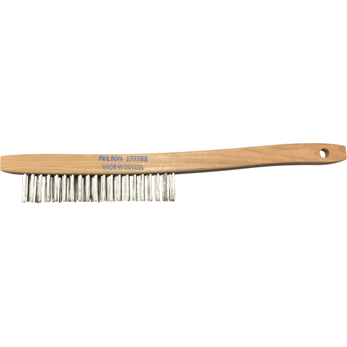Curved-Handle Scratch Brushes, Stainless Steel, 3 x 19 Wire Rows, 14" Long Equipex