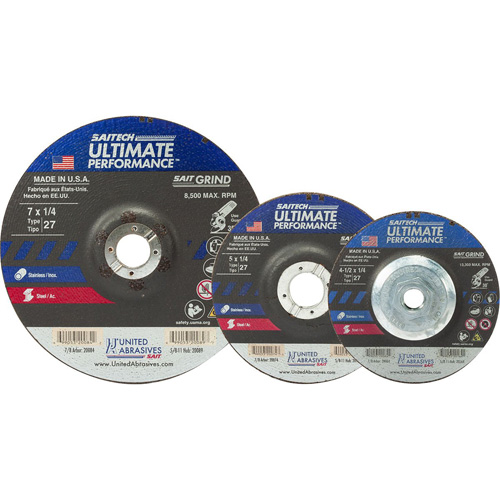 Meule Saitech Ultimate Performance, 9" x 1/4", Arbre 7/8", Oxyde d'aluminium, Type 27 Equipex