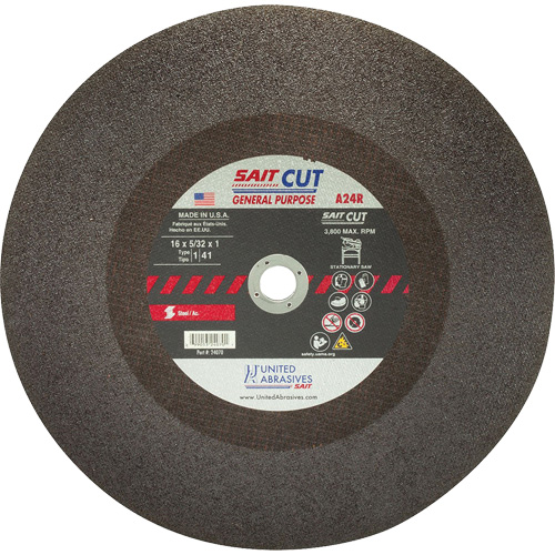 Cut-Off Saw (A24R), 12" x 1/8", 1" Arbor, Type 1, Aluminum Oxide, 5100 RPM Equipex