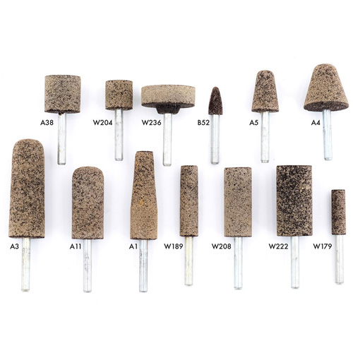 A36Q Resin Bonded Mounted Points, A11, Aluminum Oxide, 11/16" Dia., 2" L, 36 Grit Equipex