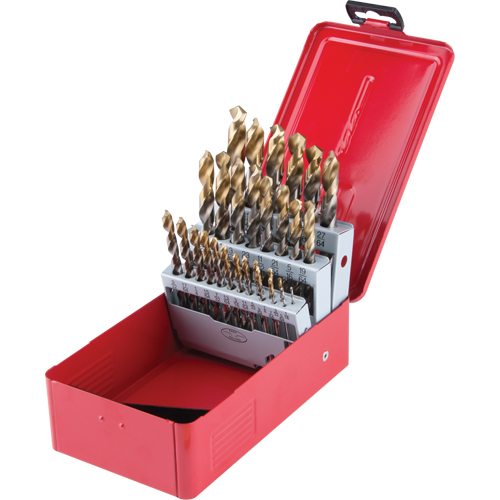 Jeu de forets courts, 29 morceaux, Acier rapide Equipex