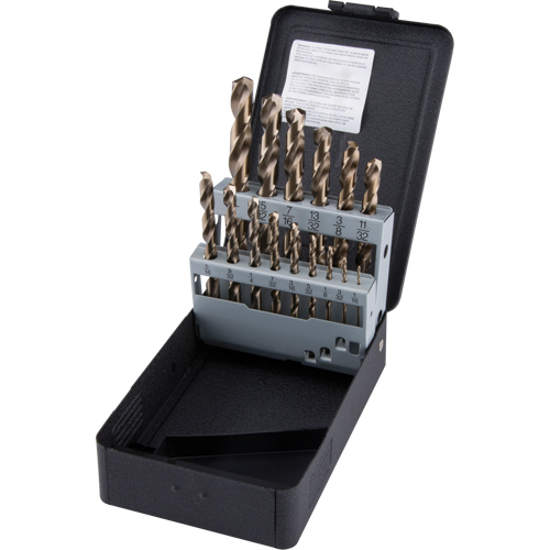 Jobber Length Drill Bit Set, 15 Pieces, High Speed Cobalt Equipex