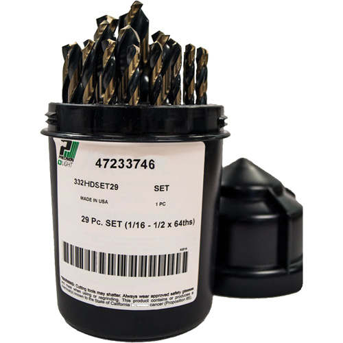 Jeu de forets robustes, 29 morceaux, Acier rapide Equipex