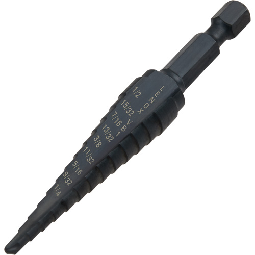 Foret &eacute;tag&eacute; no 1, 1/8" - 1/2", Incr&eacute;ments de 1-3/2", Acier rapide Equipex