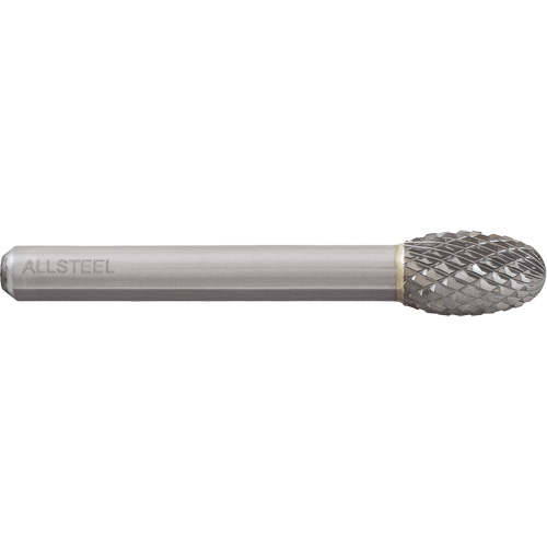 ALLSTEEL Egg Shape Carbide Burr, SE-3, 3/8" Dia., 1/4" Shank, 5/8" Depth of Cut Equipex