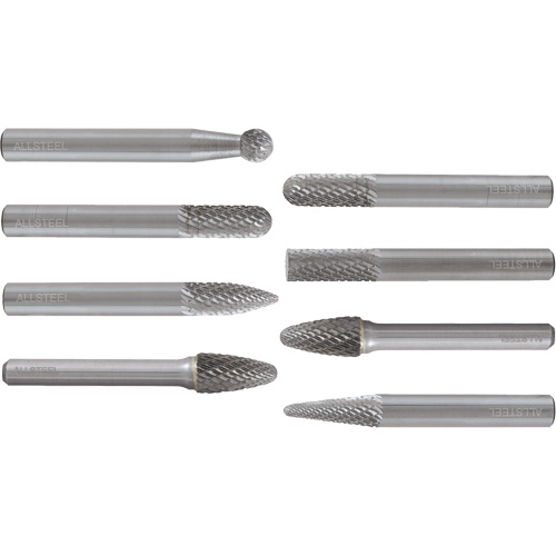 ALLSTEEL Carbide Burr Set, 8 Pieces Equipex
