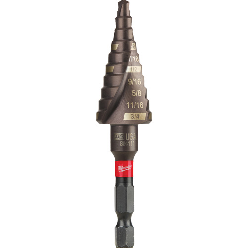 #3 Shockwave Impact Duty Step Drill Bit, 3/16" - 3/4" , 1/16" Increments, Titanium Equipex