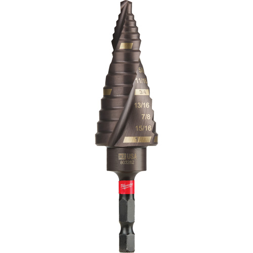 #8 Shockwave Impact Duty Step Drill Bit, 1/2" - 1" , 1/16" Increments, Titanium Equipex
