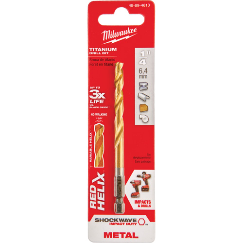Shockwave Drill Bit, 1/4", Titanium, 2-15/32" Flute, 135° Point Equipex