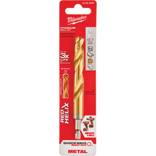 Foret Shockwave, 1/2", Titane, Cannelure 3-21/64, Pointe de 135° Equipex