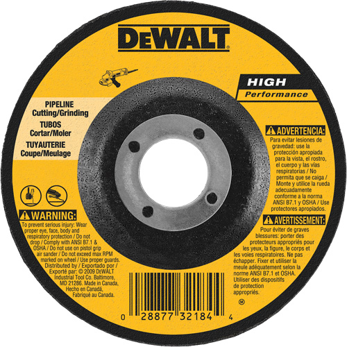 Meule haute performance pour pipeline, 5" x 1/8", Arbre 7/8", Oxyde d'aluminium, Type 27 Equipex