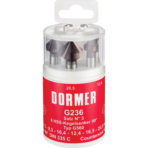 90° Countersink Set, 6 Pieces Equipex
