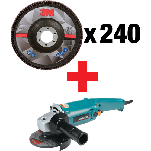 769F Flap Disc & Angle Grinder Kit, 5" x 7/8", Type 29, 40+ Grit, Ceramic Equipex
