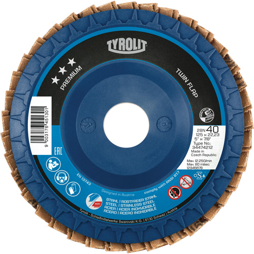 Disque &agrave; lamelles Twin Flap, 4-1/2" x 7/8", Type 27, Grain 40, C&eacute;ramique/Alumine de zirconium Equipex
