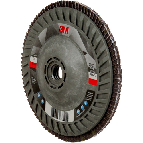Disque &agrave; lamelles &agrave; changement rapide 769F, 5" x 5/8"-11, Type 27, Grain 120+, C&eacute;ramique Equipex