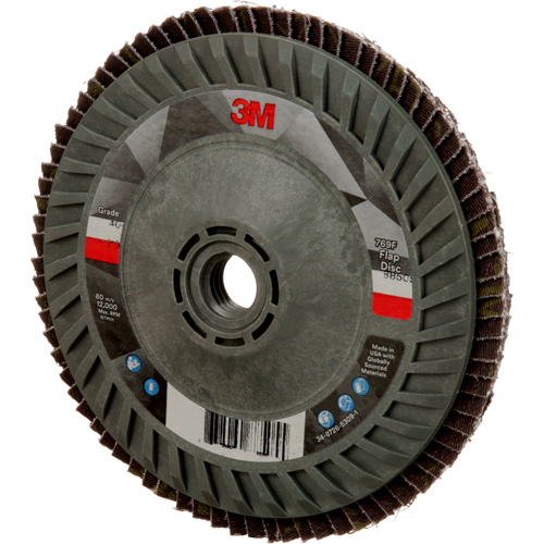 Disque &agrave; lamelles &agrave; changement rapide 769F, 5" x 5/8"-11, Type 27, Grain 40+, C&eacute;ramique Equipex