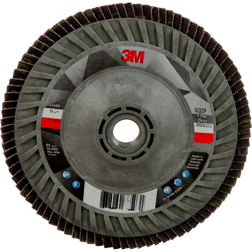 Disque &agrave; lamelles &agrave; changement rapide 769F, 5" x 5/8"-11, Type 27, Grain 80+, C&eacute;ramique Equipex