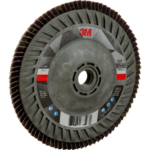 Disque &agrave; lamelles &agrave; changement rapide 769F, 5" x 5/8"-11, Type 27, Grain 80+, C&eacute;ramique Equipex