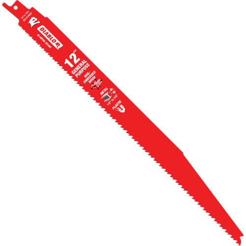 Lame de scie alternative tout usage, Bim&eacute;tal, 8-14 Dents par pouce, 12" lo x 1" la Equipex