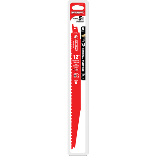 Lame de scie alternative tout usage, Bim&eacute;tal, 8-14 Dents par pouce, 12" lo x 1" la Equipex
