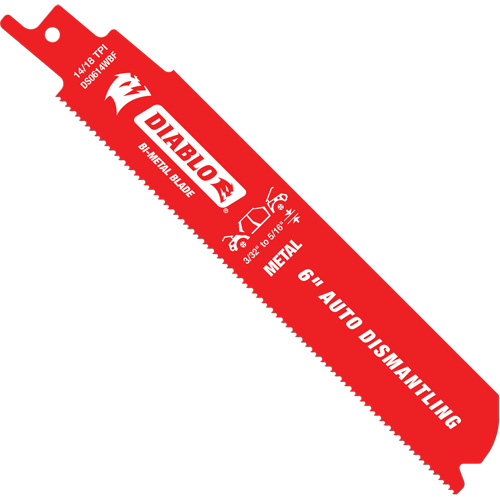 Lame de scie alternative autod&eacute;montage, Bim&eacute;tal, 14-18 Dents par pouce, 6" lo x 1" la Equipex