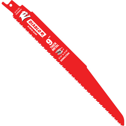 Reciprocating Blade for Thick Metal/Demolition, Bi-Metal, 8-10 TPI, 9" L Equipex