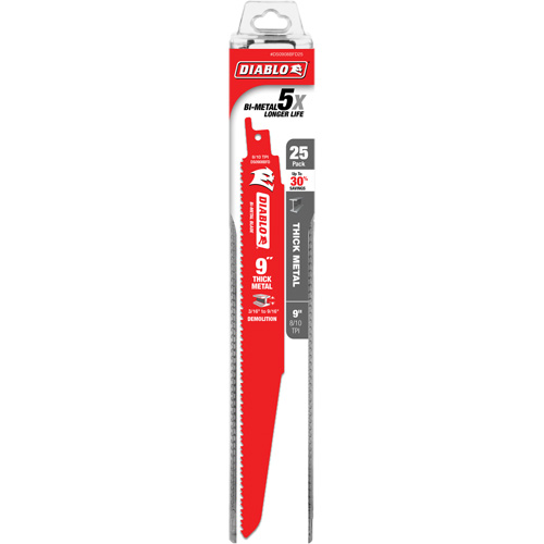 Lame de scie alternative pour la d&eacute;molition et les m&eacute;taux &eacute;pais, Bim&eacute;tal, 8-10 Dents par pouce, 9" lo Equipex