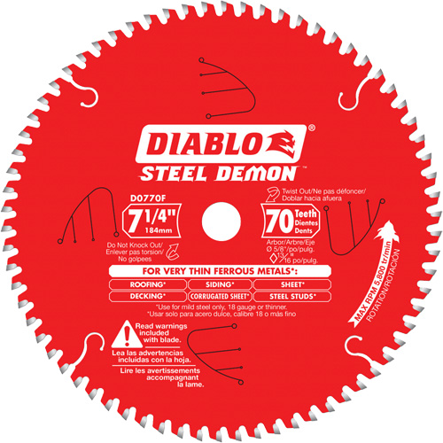 Steel Demon Cutting Saw Blade, 7-1/4", 70 Teeth, Metal Use Equipex