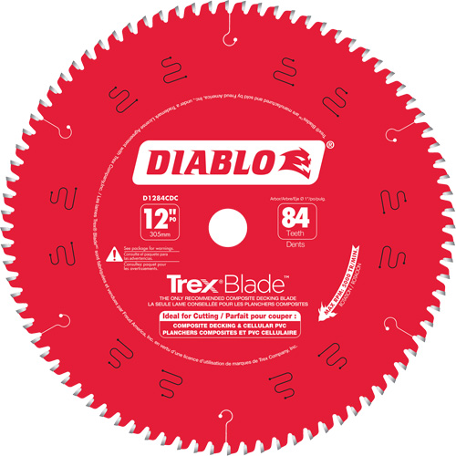 Lame de scie &agrave; d&eacute;couper Trex Blade, 12", 84 dents, Pour Plastique/Plastique Equipex