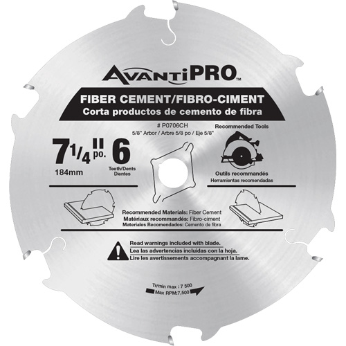 Lame de scie AvantiPro, 7-1/4", 6 dents, Pour B&eacute;ton de fibre Equipex