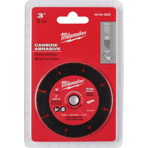 Lame abrasive au carbure, 3" x Arbre de 3/8", Carbure de silicium, 20 000 Tr/min Equipex