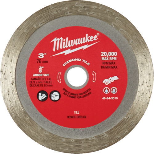 Lame pour coupe de carreaux, 3" x Arbre de 3/8", Losange, 20 000 Tr/min Equipex