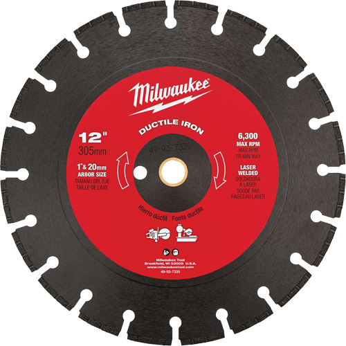 Lame de scie circulaire pour la fonte ductile, 12", Pour Fonte ductile Equipex