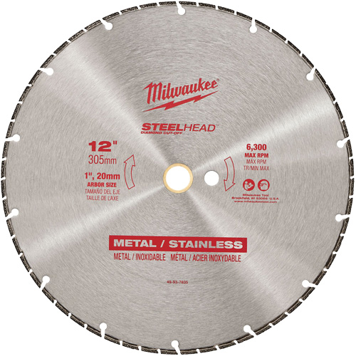 Lame &agrave; tronçonner au diamant Steelhead, 12", Pour M&eacute;tal Equipex