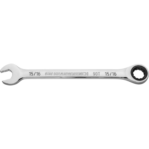 90-Tooth Ratcheting Combination Wrench, 12 Point, 15/16", Chrome Finish Equipex