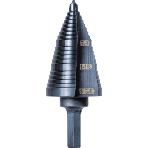 Foret &eacute;tag&eacute; 3 pas, 7/8" - 1-3/8", Acier rapide Equipex