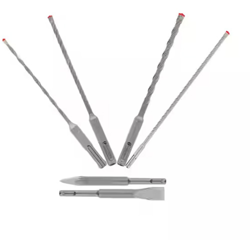 Jeu de forets et burins pour marteau &agrave; t&ecirc;te enti&egrave;rement au carbure &agrave; 4 couteaux SDS-Plus Rebar Demon, 6 morceaux, Carbure Equipex