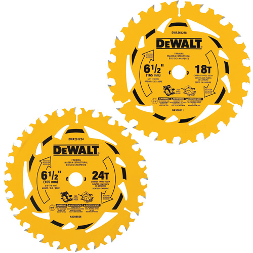 Assortiment de lames de scie circulaire, 6-1/2", 18/24 dents, Pour Bois Equipex