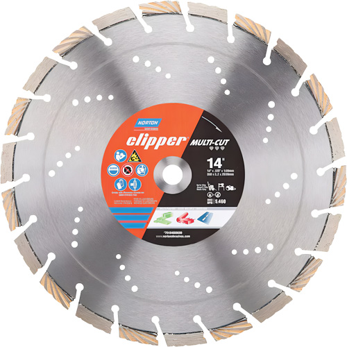 Clipper Multi-Cut Segmented Rim Diamond Blade, 14", Stone/Concrete Use Equipex