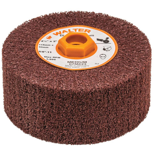 Tambour de conditionnement de surface Blendex, 4-1/2" dia. x 2" la, 5/8"-11 Arbre, Grain Moyen Equipex
