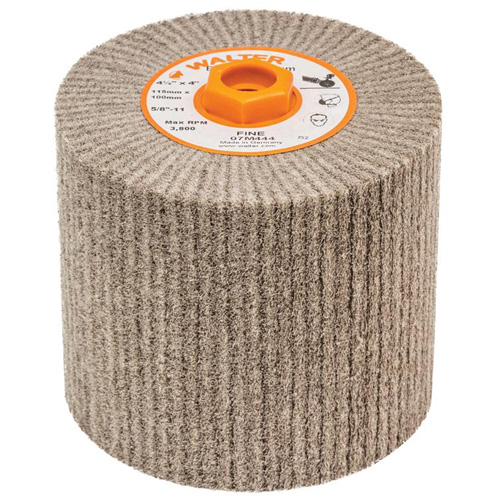 Tambour de conditionnement de surface Blendex, 4-1/2" dia. x 4" la, 5/8"-11 Arbre, Grain Fin Equipex