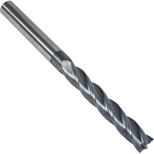 S237 30° Extra Long Square End Mill, 1/4" Dia., 4" L, 4 Flutes, 1/4" Shank, Carbide Equipex